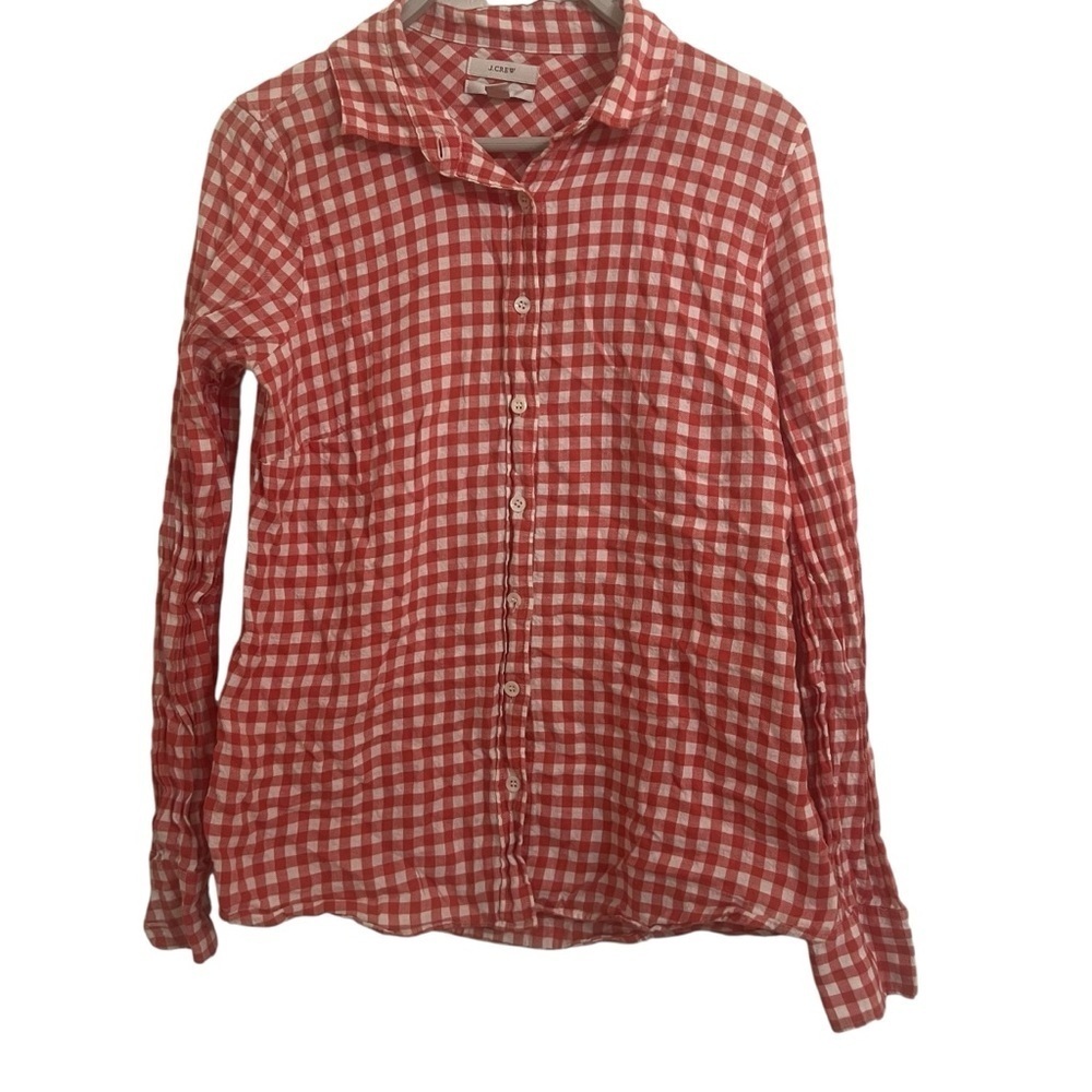 J. Crew Red and White Gingham Shirt academia collegiate work casual spring